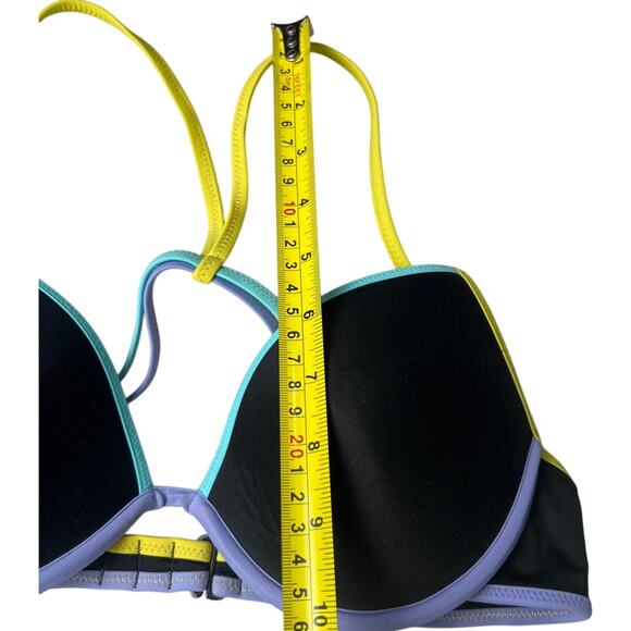 Victoria's Secret Black Purple Yellow Padded Bikini Top Underwire 34C - Picture 4 of 5